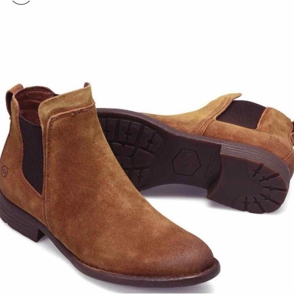 Born Laney Chelsea Boot – Rust Tobacco Brown Suede Leather Booties 8.5 NEW